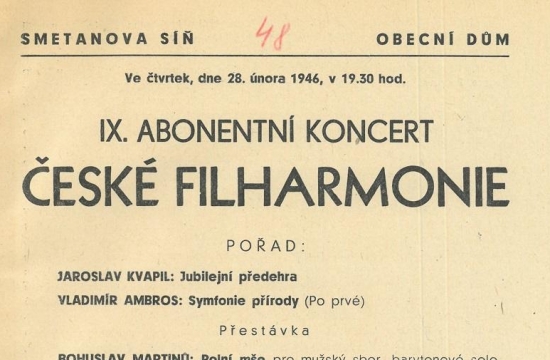 Program koncertu – Polní mše, premiéra 28. února 1946