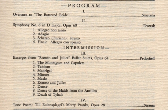 Program prvního koncertu v USA vůbec, Brooklyn 9. října 1965